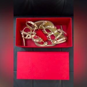 Valentino Rockstud stiletto sandals - champagne gold - size 38